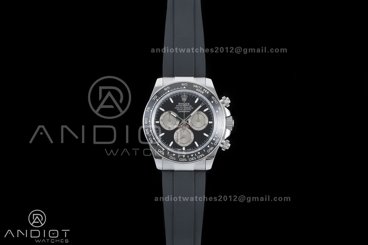 Daytona 126519 QF 1:1 Best Edition Black/Silver Dial on Oysterflex Strap JH4131 V18 Weighted (Free Sprung)